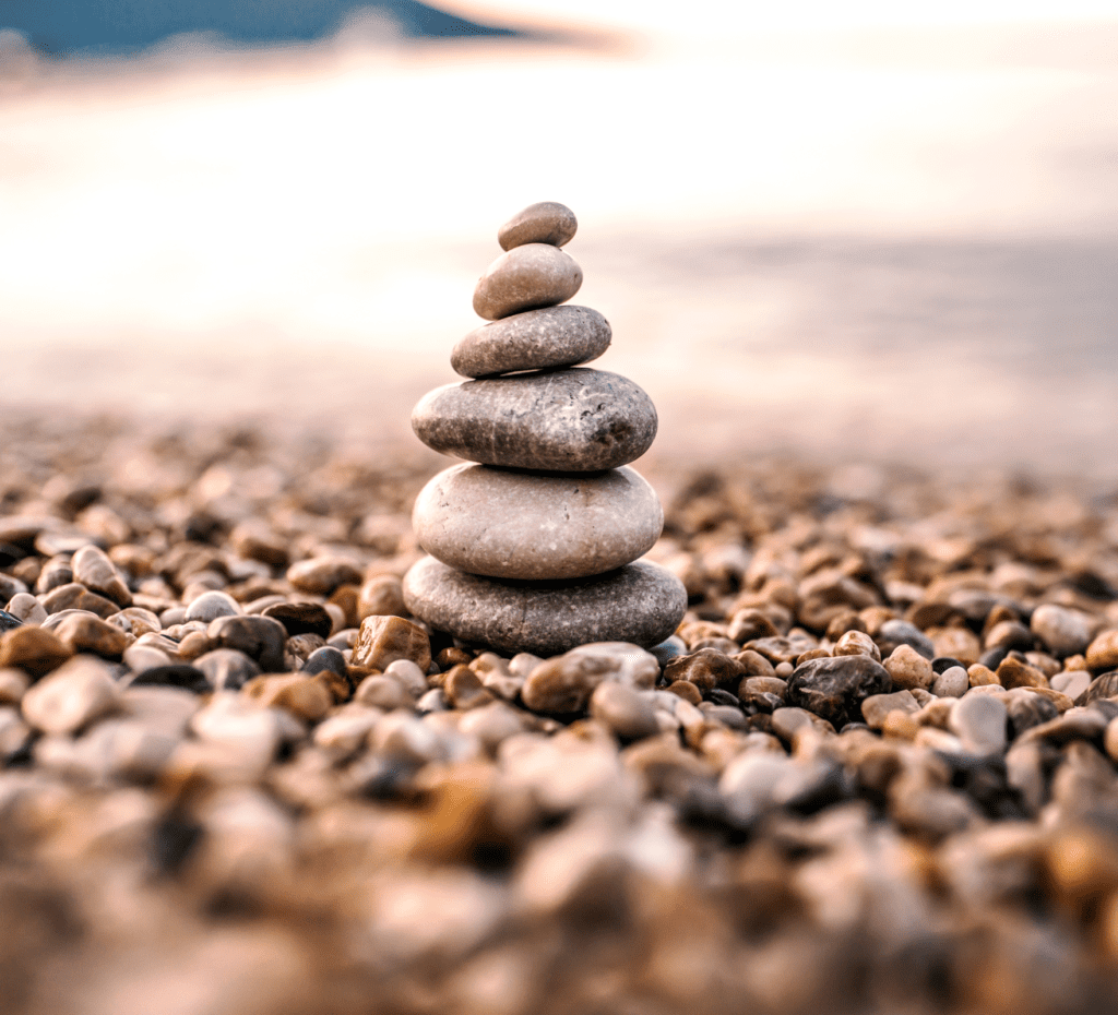 Stacked rocks on beach